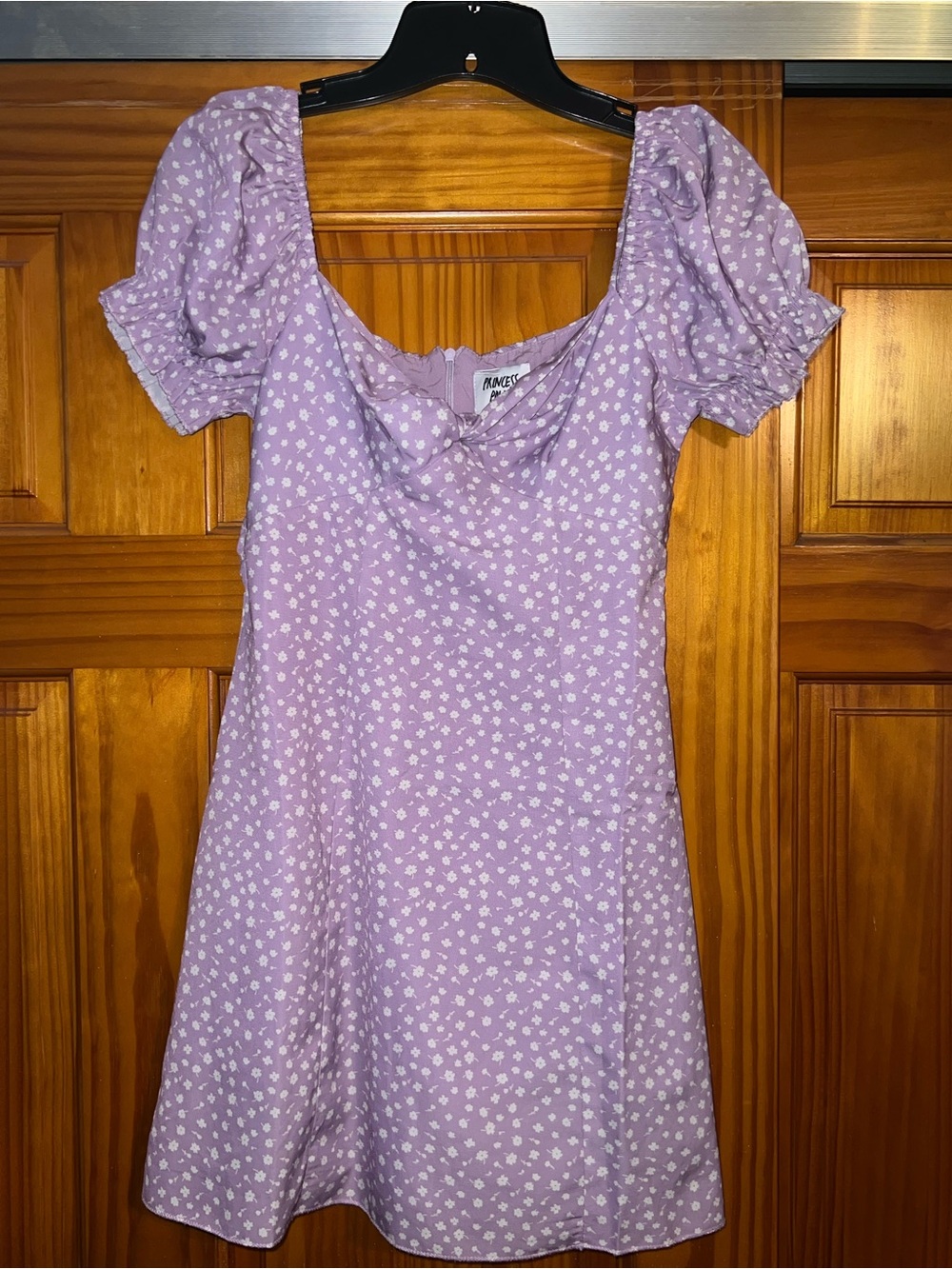Princess Polly Lilac Floral Puff Sleeve Mini Dress Size 2
